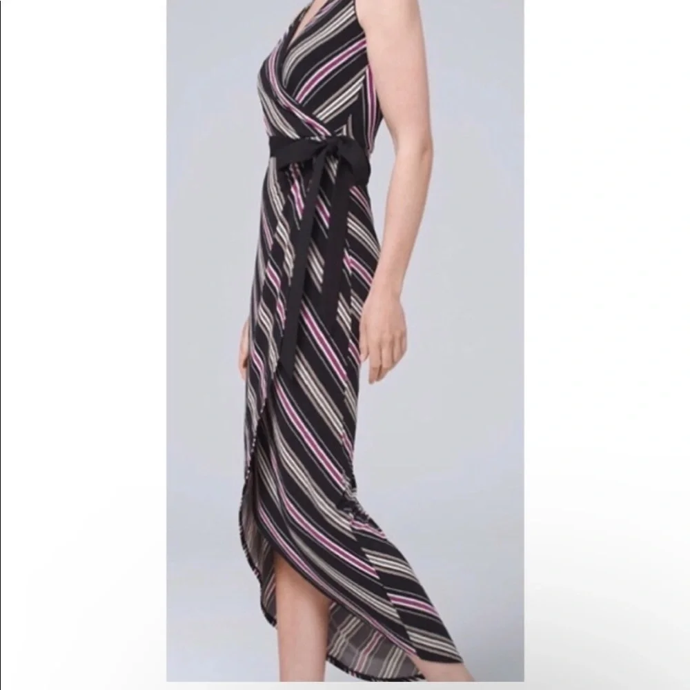 White House Black Market striped wrap maxi dress